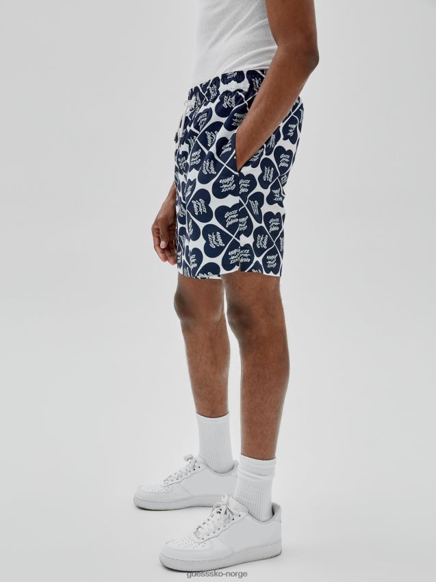 Guess blå shorts med hele trykk blå menn F0LJ80271