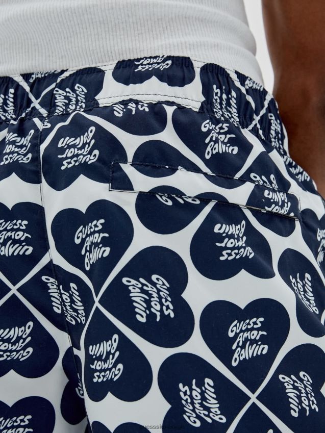 Guess blå shorts med hele trykk blå menn F0LJ80271