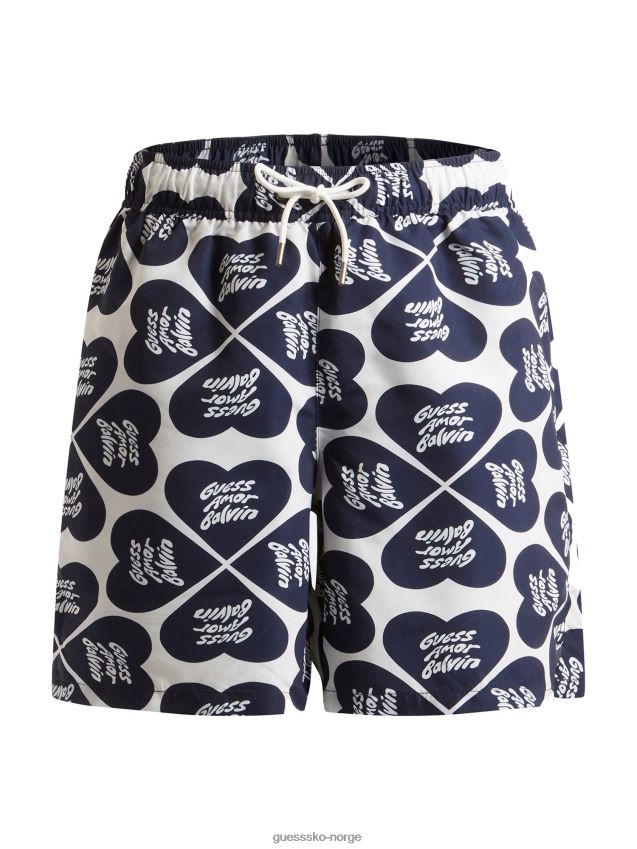 Guess blå shorts med hele trykk blå menn F0LJ80271