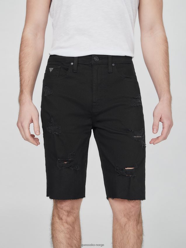 Guess black destroy clark ødelagt straight denim shorts svart ødelegge menn F0LJ808229