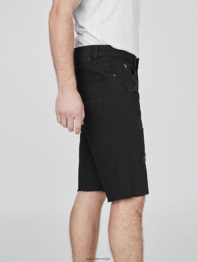 Guess black destroy clark ødelagt straight denim shorts svart ødelegge menn F0LJ808229