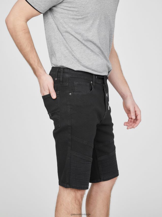Guess black wash bradley moto denimshorts svart vask menn F0LJ808100