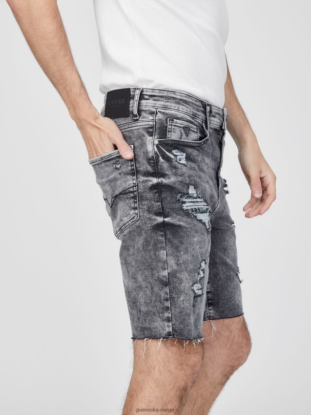 Guess øko quade shorts svart ødelegge svart ødelegge menn F0LJ808349