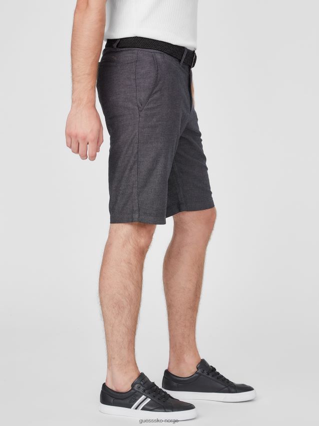 Guess mario teksturerte shorts jet black kulsvart menn F0LJ808509