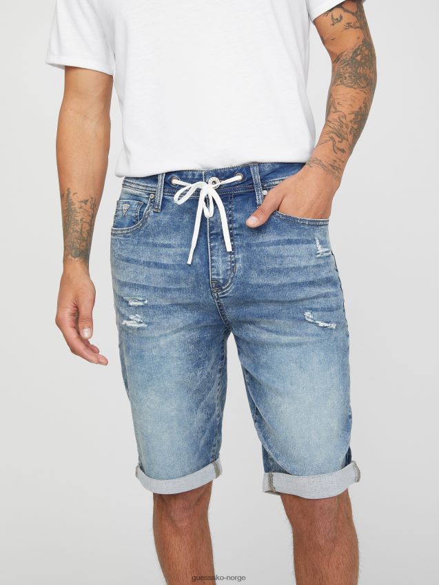 Guess middels ødelagt lannie denimshorts med snøring medium ødelagt menn F0LJ808115