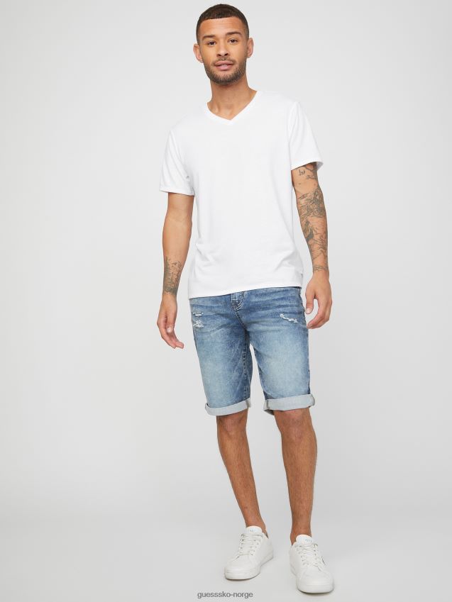 Guess middels ødelagt lannie denimshorts med snøring medium ødelagt menn F0LJ808115