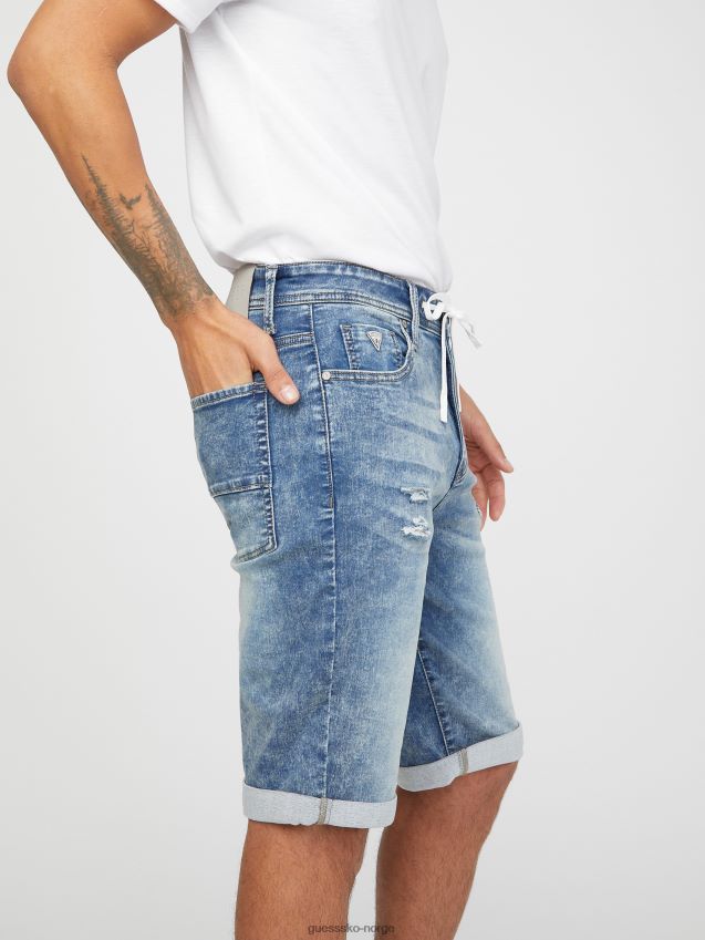 Guess middels ødelagt lannie denimshorts med snøring medium ødelagt menn F0LJ808115