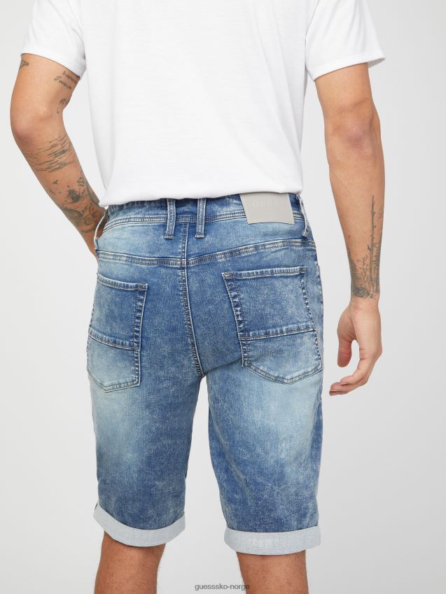 Guess middels ødelagt lannie denimshorts med snøring medium ødelagt menn F0LJ808115