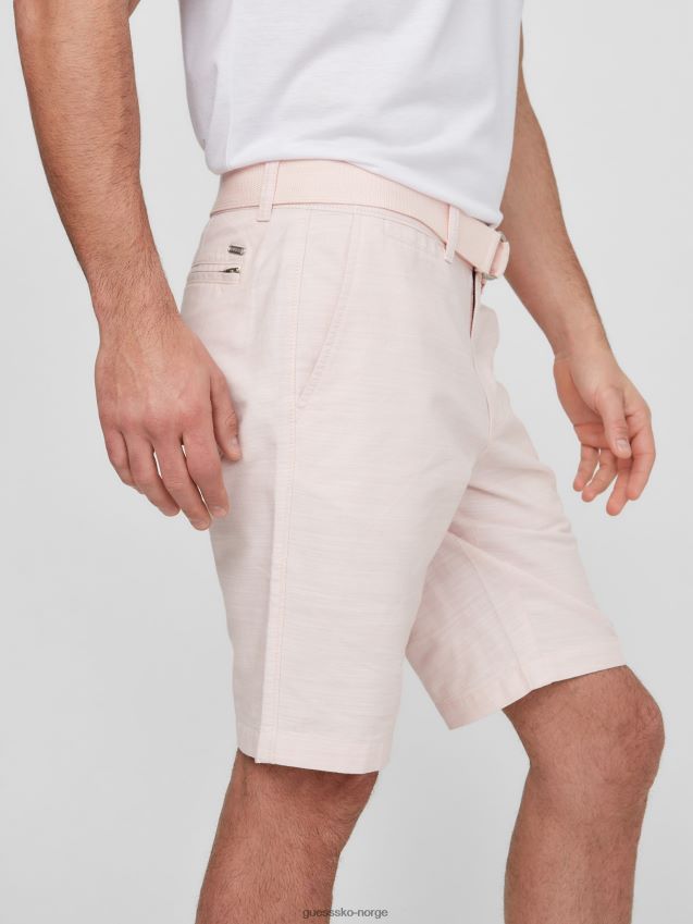 Guess rosa perlekulver-shorts med belte rosa perle menn F0LJ808513