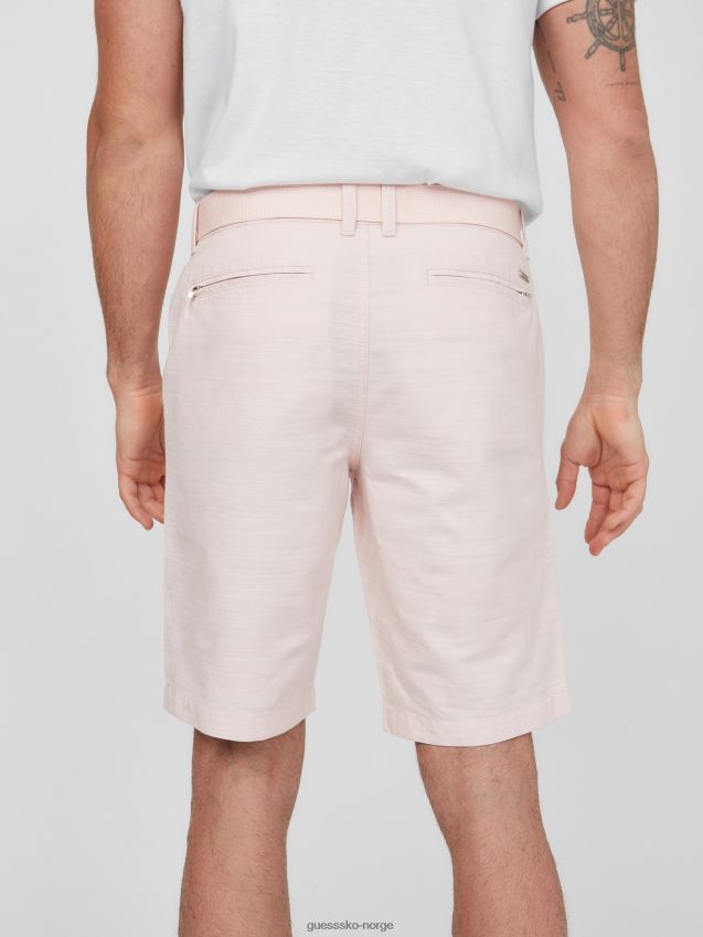 Guess rosa perlekulver-shorts med belte rosa perle menn F0LJ808513
