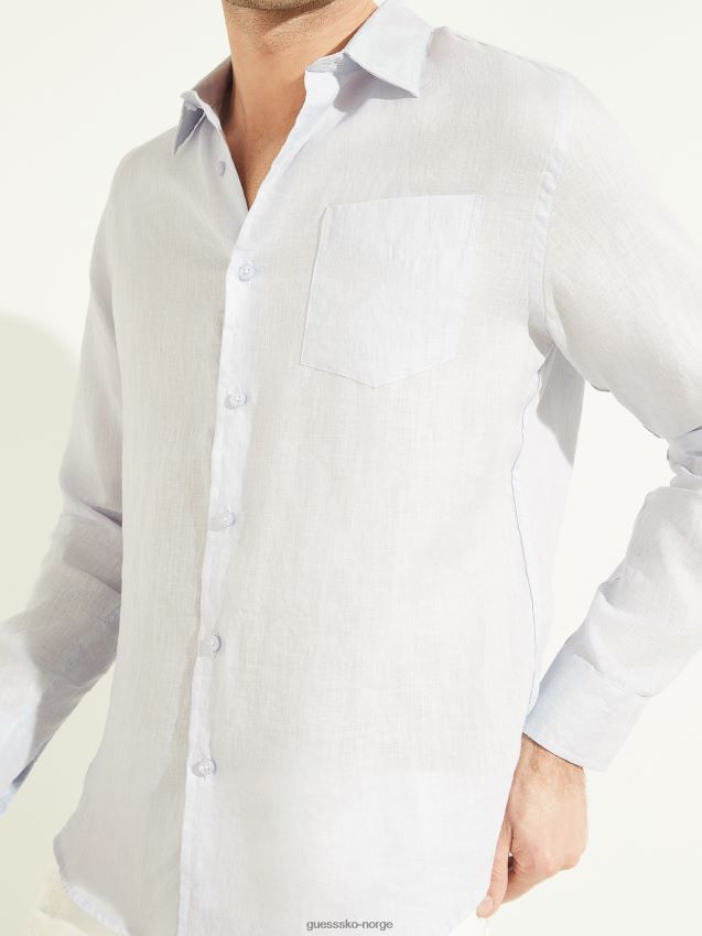 Guess airway blå øko island linskjorte luftveier blå menn F0LJ8010696