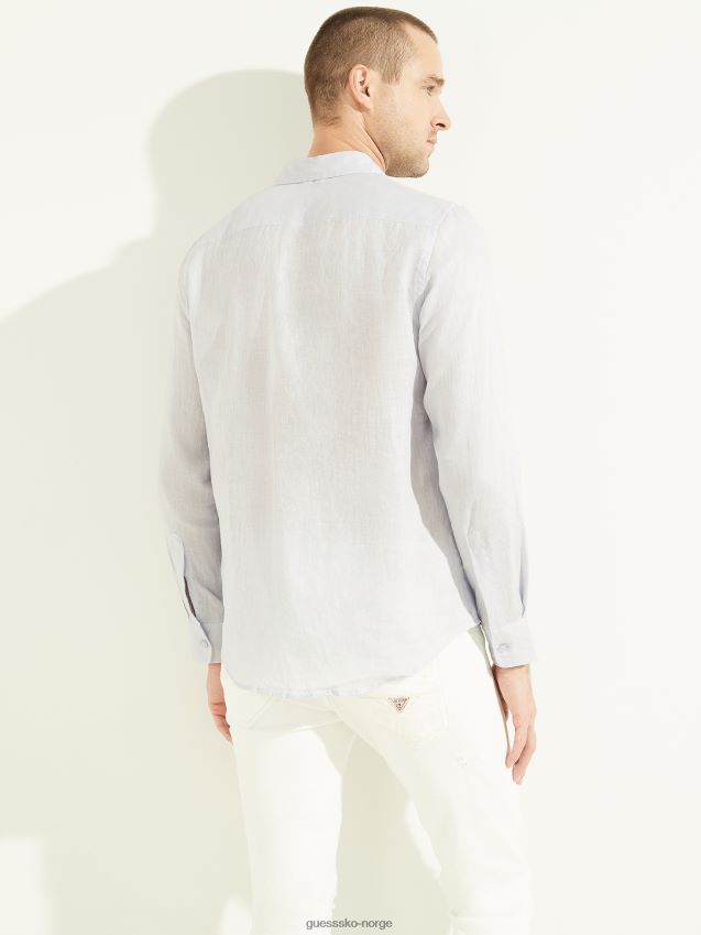 Guess airway blå øko island linskjorte luftveier blå menn F0LJ8010696