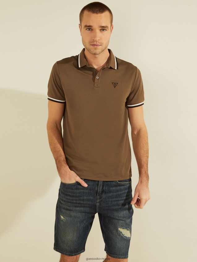 Guess antikk taupe sportspique logo polo antikk taupe menn F0LJ8010556