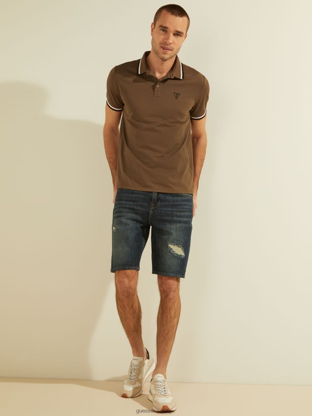 Guess antikk taupe sportspique logo polo antikk taupe menn F0LJ8010556