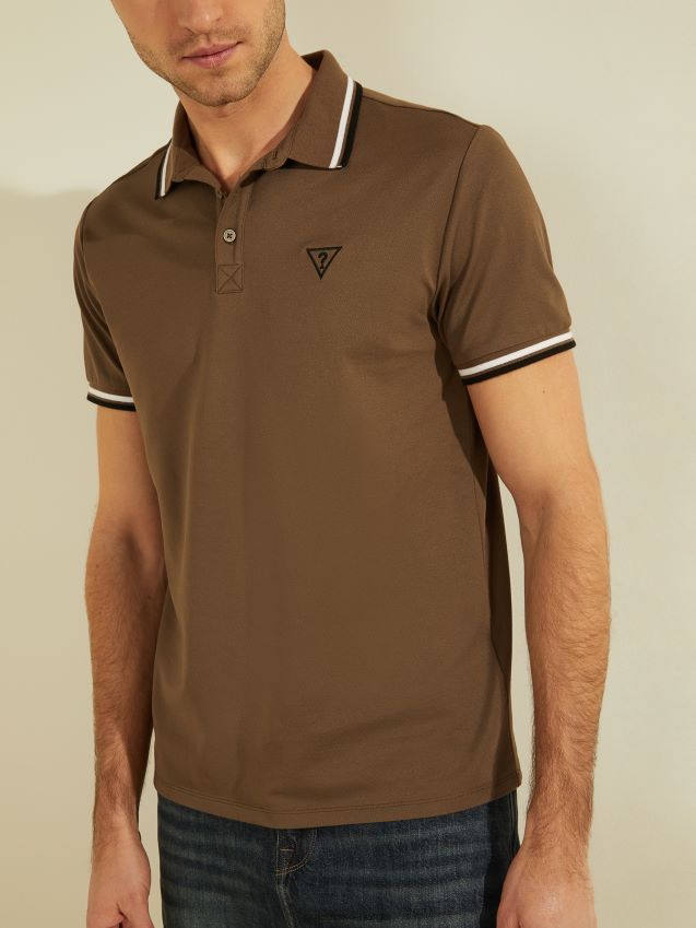 Guess antikk taupe sportspique logo polo antikk taupe menn F0LJ8010556