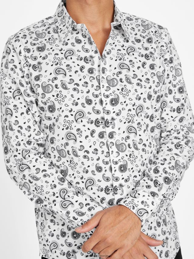 Guess astro paisley skjorte ren hvit Ren hvit menn F0LJ808234