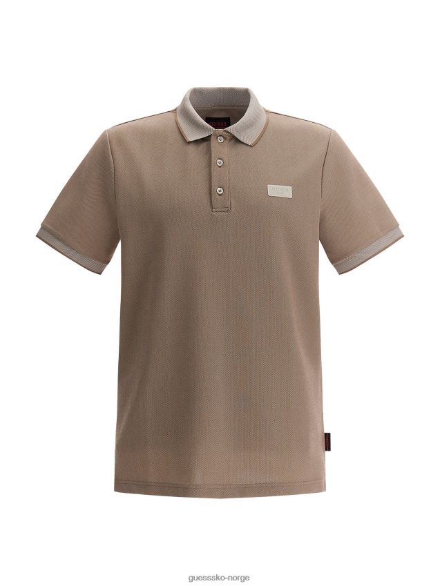 Guess beige poloskjorte med logo foran beige menn F0LJ80179