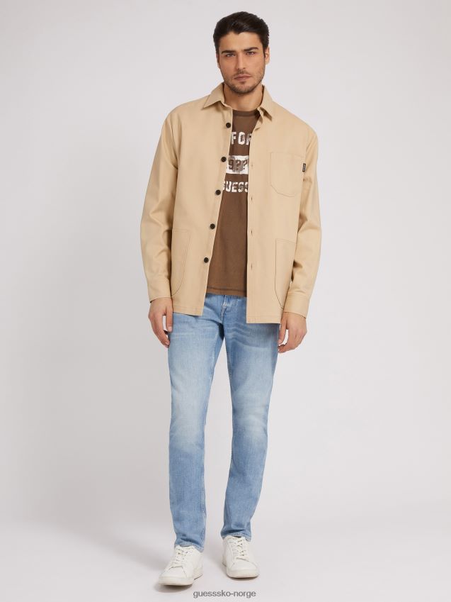 Guess beige skjorte med avslappet passform beige menn F0LJ80401