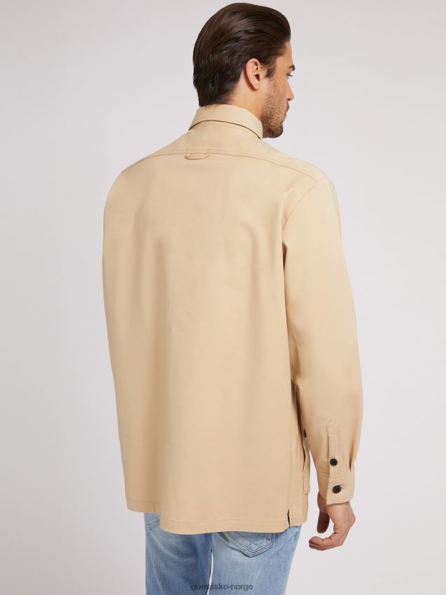 Guess beige skjorte med avslappet passform beige menn F0LJ80401