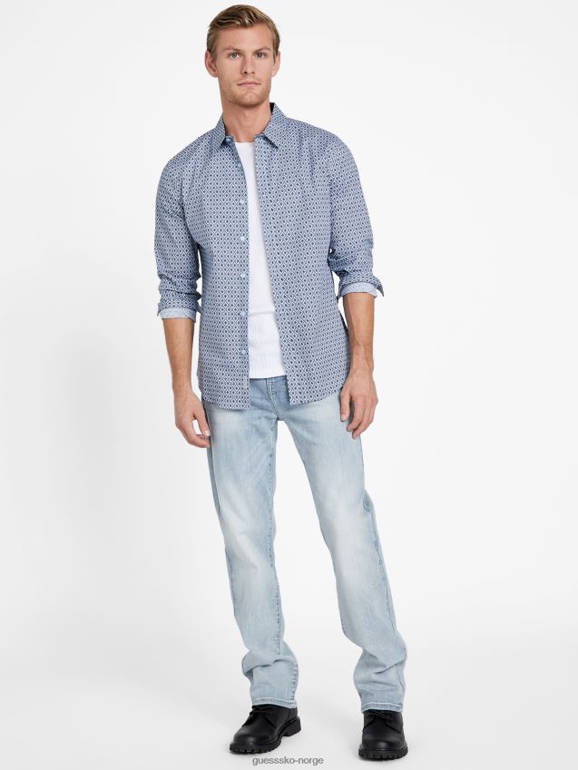 Guess bemerkelsesverdig blå aries mosaikkskjorte bemerkelsesverdig blå menn F0LJ808360