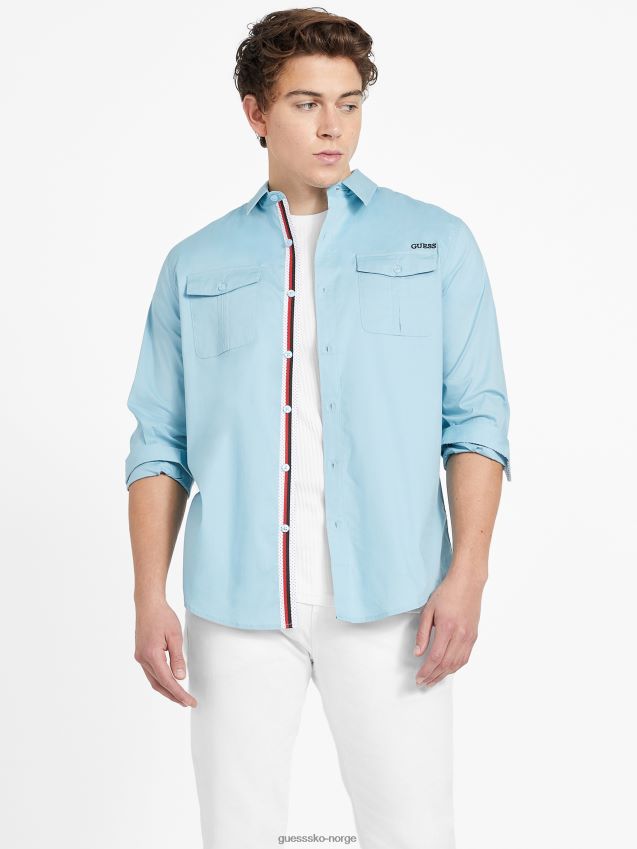 Guess bemerkelsesverdig blå lingard langermet skjorte bemerkelsesverdig blå menn F0LJ808392