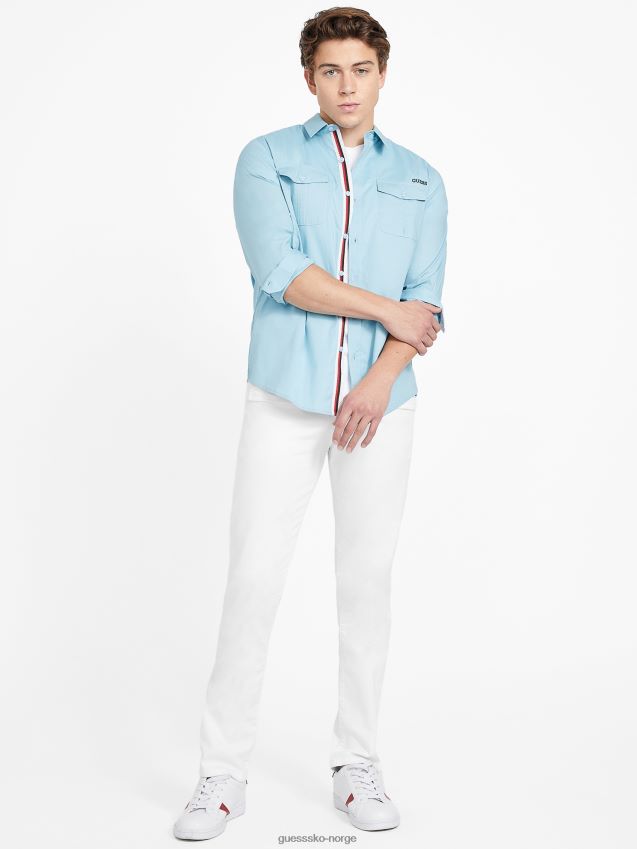 Guess bemerkelsesverdig blå lingard langermet skjorte bemerkelsesverdig blå menn F0LJ808392