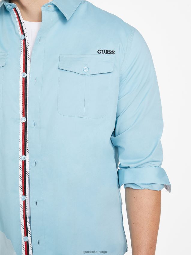 Guess bemerkelsesverdig blå lingard langermet skjorte bemerkelsesverdig blå menn F0LJ808392