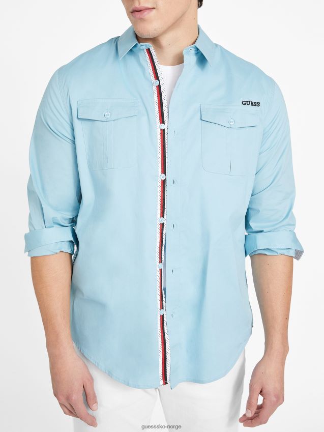 Guess bemerkelsesverdig blå lingard langermet skjorte bemerkelsesverdig blå menn F0LJ808392