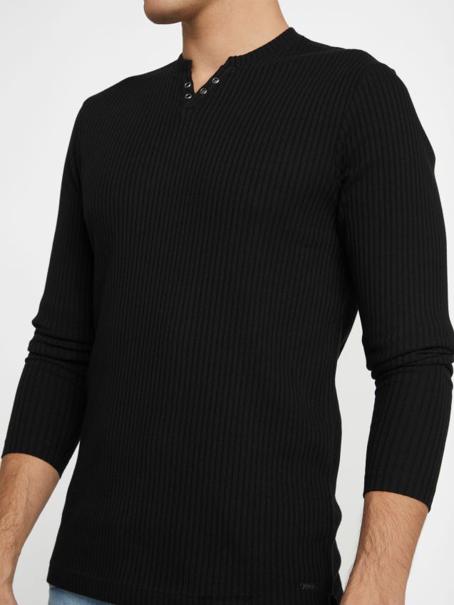 Guess benny slit skjorte kulsort kulsvart menn F0LJ808592