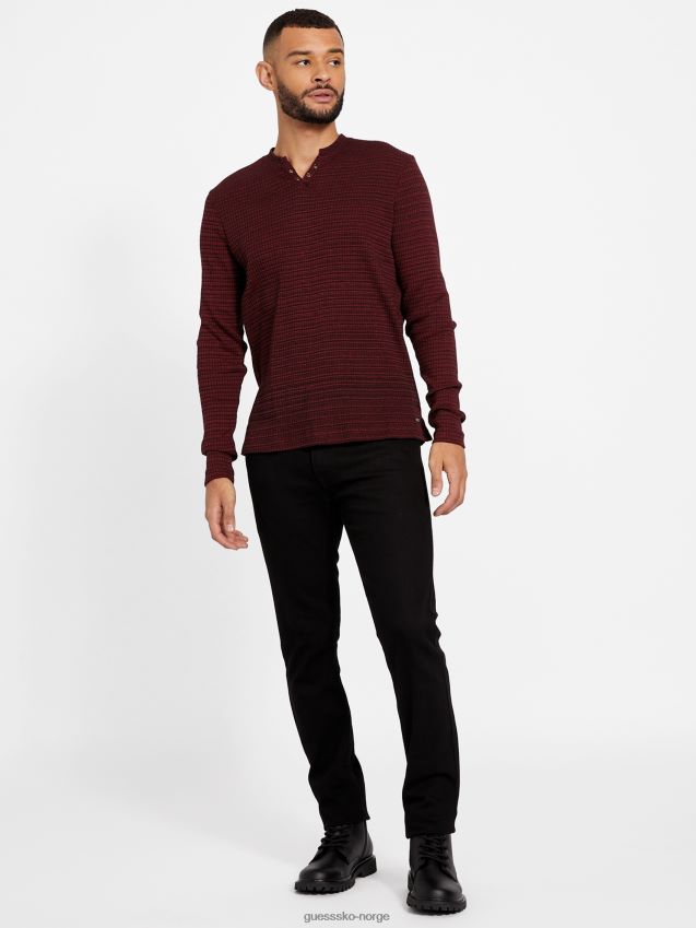 Guess benny slit skjorte rød noir rød noir menn F0LJ808367