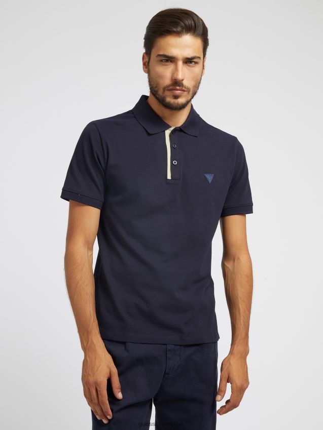 Guess blå klassisk polo blå menn F0LJ80170