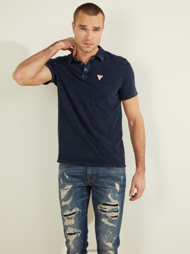 Guess blå logo trekant poloskjorte blå menn F0LJ801430