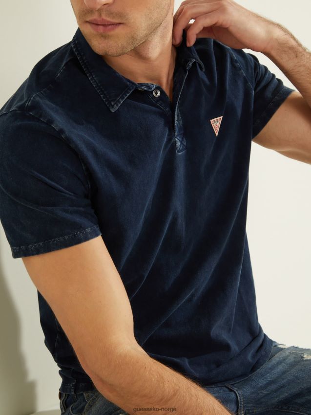 Guess blå logo trekant poloskjorte blå menn F0LJ801430