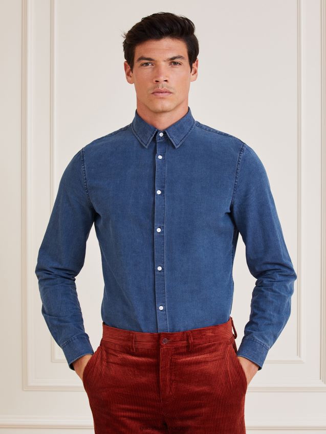 Guess blå marciano denimskjorte i slim fit blå menn F0LJ801332