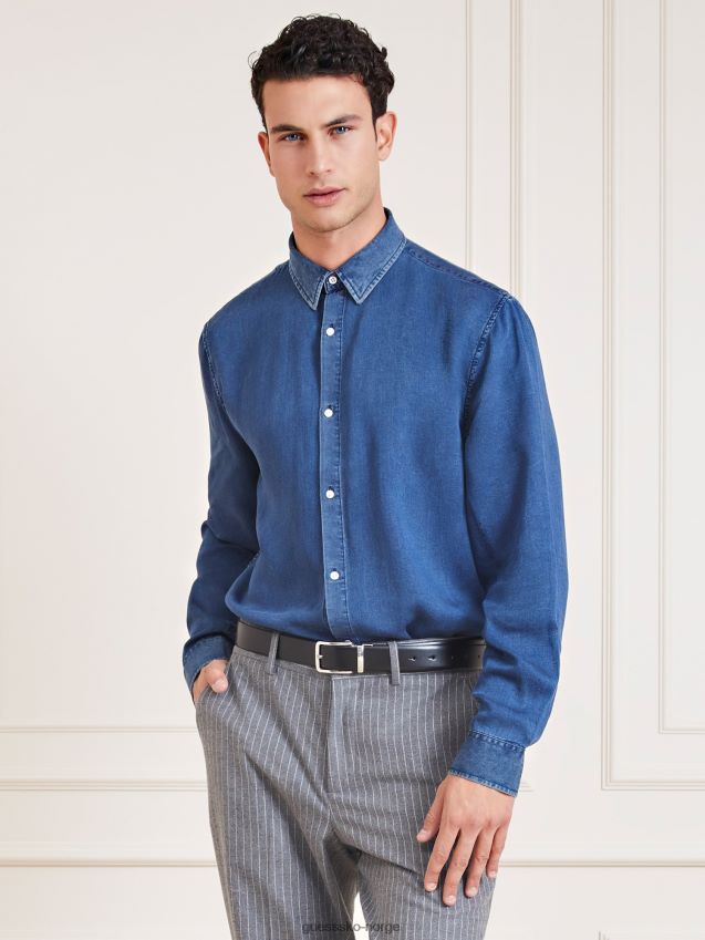 Guess blå marciano skjorte med normal passform blå menn F0LJ80533