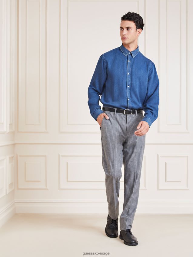 Guess blå marciano skjorte med normal passform blå menn F0LJ80533