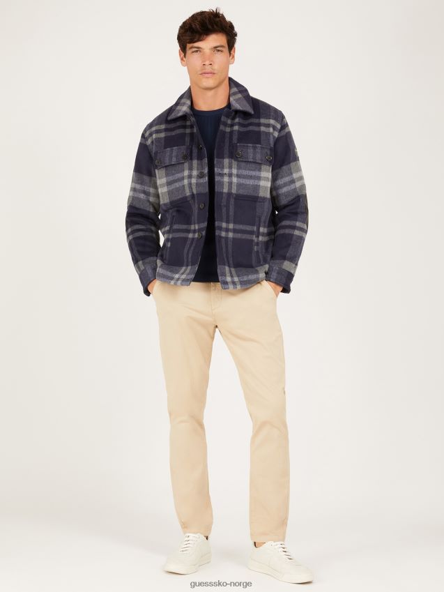 Guess blå multi makro rutete ullblandingsskjorte blå multi menn F0LJ801356