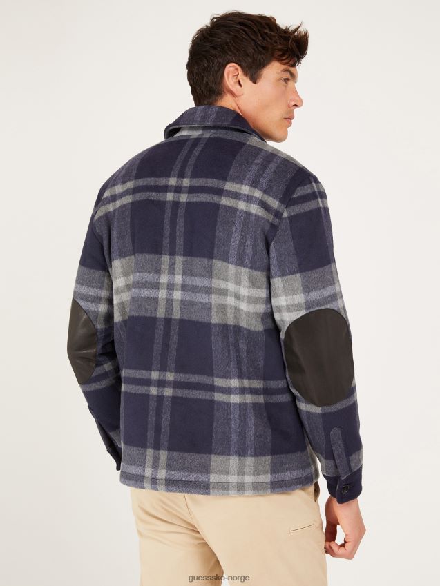 Guess blå multi makro rutete ullblandingsskjorte blå multi menn F0LJ801356