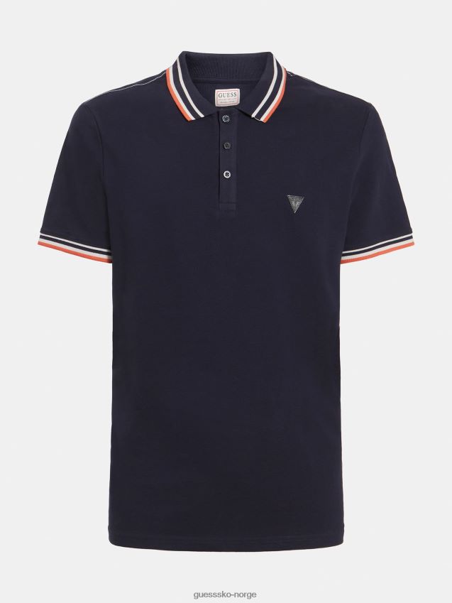Guess blå polo med logo foran blå menn F0LJ801448