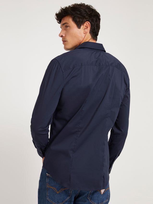 Guess blå skjorte med normal passform blå menn F0LJ80764