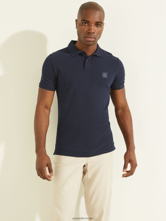 Guess bleu lgant vasket polo bleu lgant menn F0LJ8010708
