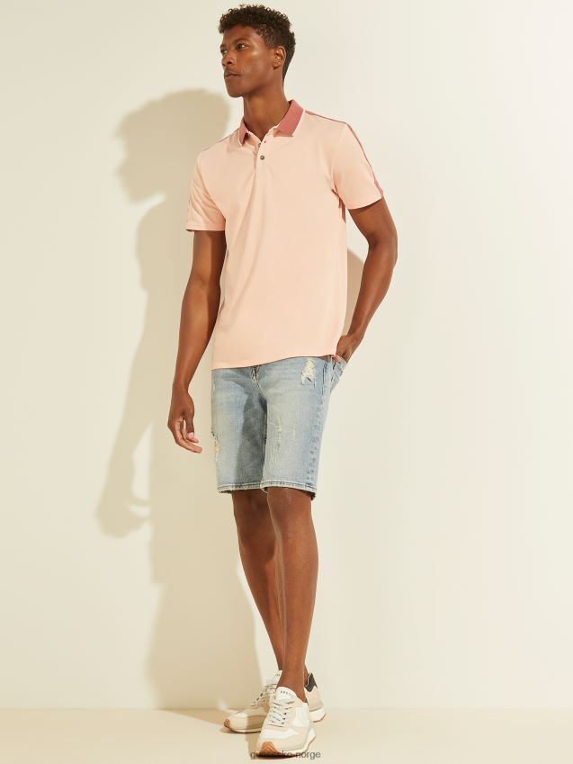 Guess blomst lys rosa pique logo tape polo blomst lys rosa menn F0LJ8010727