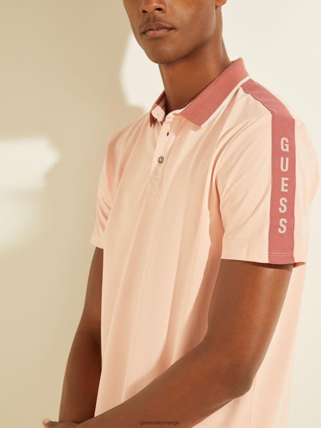 Guess blomst lys rosa pique logo tape polo blomst lys rosa menn F0LJ8010727