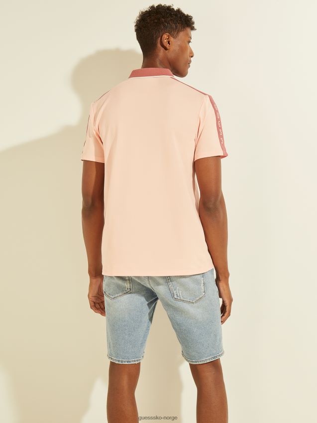 Guess blomst lys rosa pique logo tape polo blomst lys rosa menn F0LJ8010727