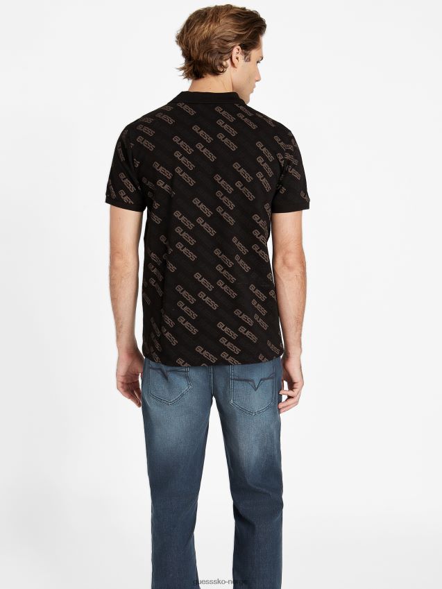 Guess bronton logo polo jet black kulsvart menn F0LJ808164