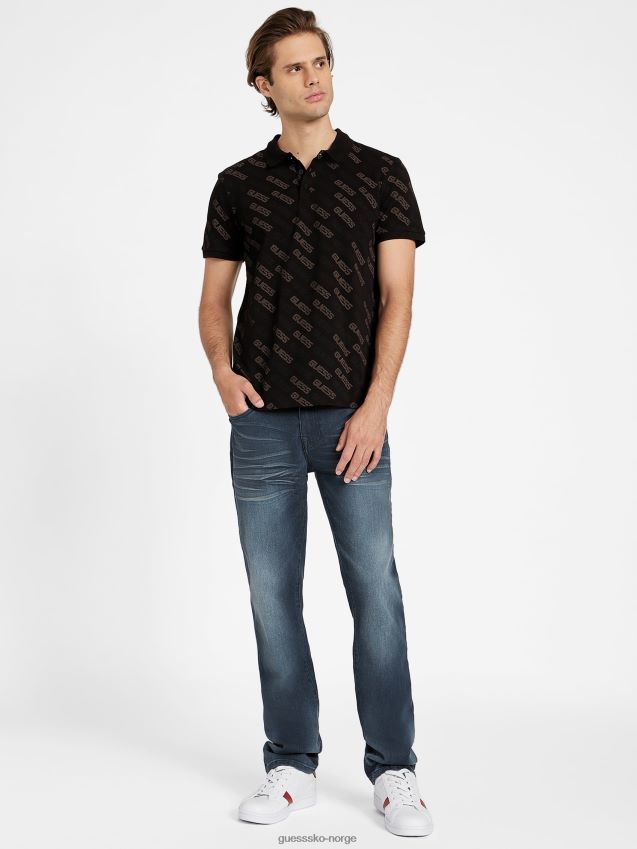 Guess bronton logo polo jet black kulsvart menn F0LJ808164