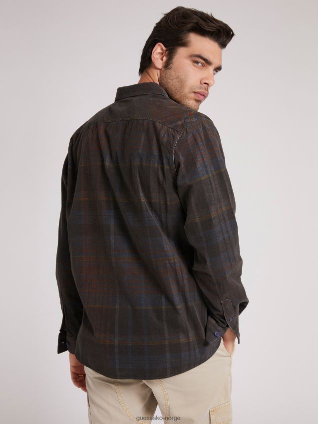 Guess brun multi makro rutete skjorte brun multi menn F0LJ801078