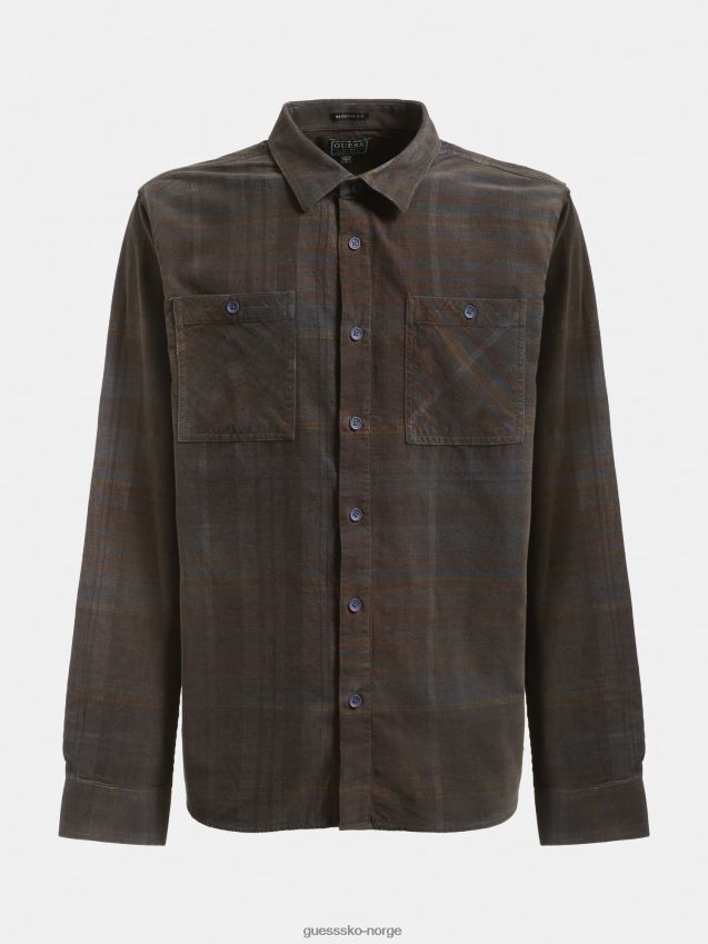 Guess brun multi makro rutete skjorte brun multi menn F0LJ801078