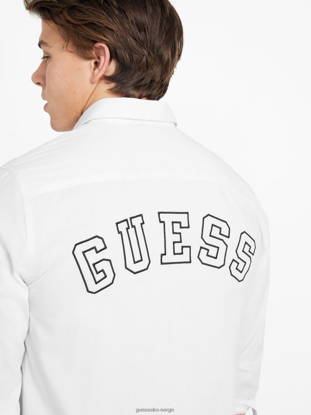Guess colly vevd skjorte ren hvit Ren hvit menn F0LJ808200