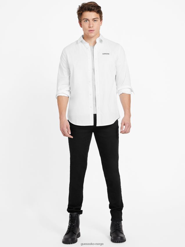 Guess colly vevd skjorte ren hvit Ren hvit menn F0LJ808200